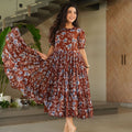 Festive Wear Maroon Faux Georgette Fully Flared Printed Kurti - Mangaldeep NX