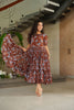 Festive Wear Maroon Faux Georgette Fully Flared Printed Kurti - Mangaldeep NX