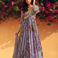 Floral Embroidered Georgette Anarkali Suit in Lavender - Mangaldeep NX
