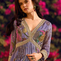 Floral Embroidered Georgette Anarkali Suit in Lavender - Mangaldeep NX