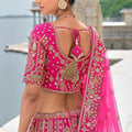 Fuchsia Pink Bridal Lehenga Choli with Heavy Zari and Embroidery - Mangaldeep NX