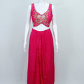 Fuchsia Pink Embroidered Georgette Dhoti Style Set - Mangaldeep NX