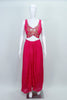 Fuchsia Pink Embroidered Georgette Dhoti Style Set - Mangaldeep NX