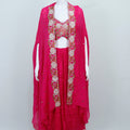 Fuchsia Pink Embroidered Georgette Dhoti Style Set - Mangaldeep NX