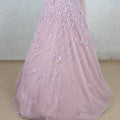 Glorious Pink Sleeveless Net Gown with Sequin Floral Embroidery - Mangaldeep NX
