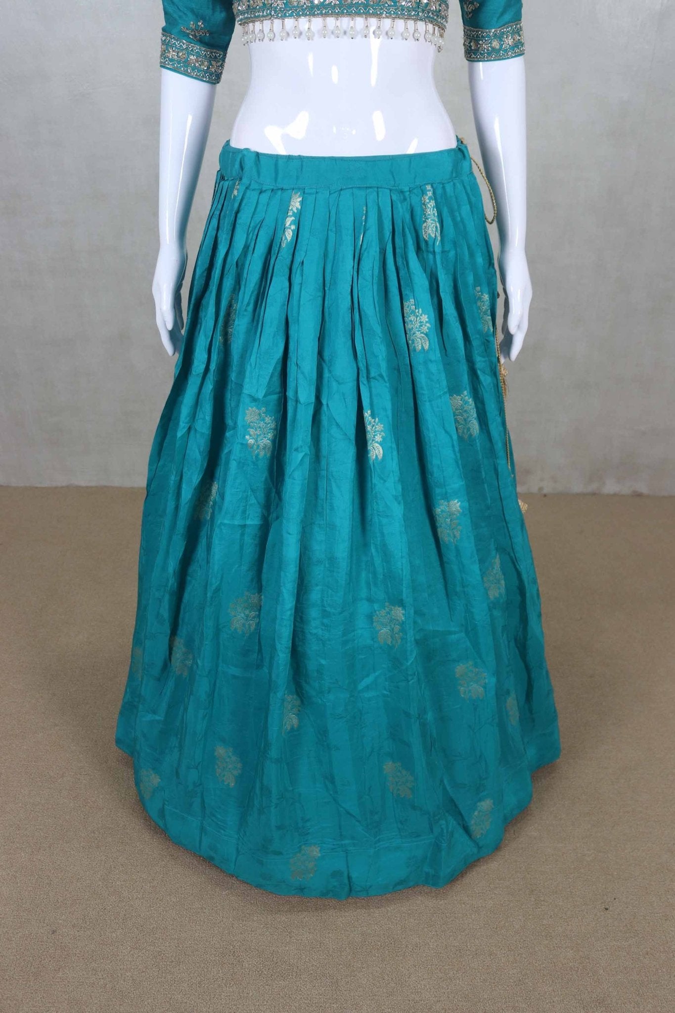 Glorious Sea Green Banarasi Silk Lehenga Choli - Mangaldeep NX