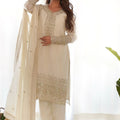 Glorious White Embroidered Kurta Set with Dupatta - Mangaldeep NX