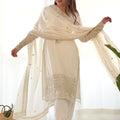 Glorious White Embroidered Kurta Set with Dupatta - Mangaldeep NX