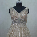 Gold Sleeveless Party Gown with Heavy Sequin Embellishment - Mangaldeep NX