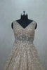 Gold Sleeveless Party Gown with Heavy Sequin Embellishment - Mangaldeep NX
