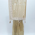Golden Banarasi Silk Saree with Embroidered Border and Tassel Detailing - Mangaldeep NX