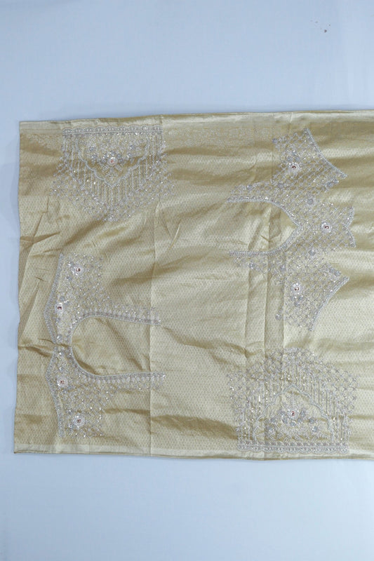 Golden Banarasi Silk Saree with Embroidered Border and Tassel Detailing - Mangaldeep NX