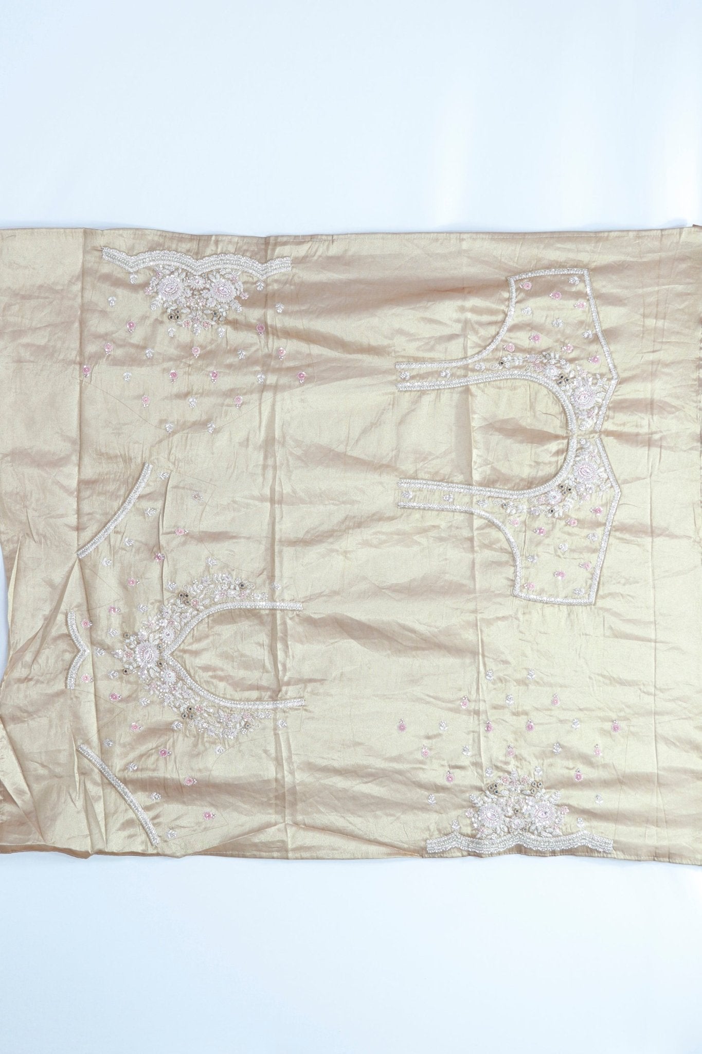 Golden Brown Embroidered Saree with Sequin & Pearl Detailing – Elegant Bridal & Party Wear - Mangaldeep NX
