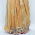 Golden Net Saree with Multicolor Embroidery and Designer Border - Mangaldeep NX