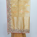 Golden Net Saree with Multicolor Embroidery and Designer Border - Mangaldeep NX