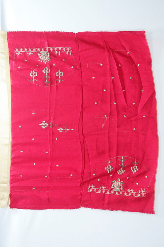 Golden Net Saree with Multicolor Embroidery and Designer Border - Mangaldeep NX