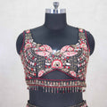 Gorgeous Black Floral Embroidered Lehenga Choli with Mirror Work & Net Dupatta - Mangaldeep NX
