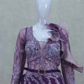 Gorgeous Purple Full Sleeve Gown with Sequin Embellishments and Organza - Mangaldeep NX