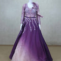 Gorgeous Purple Full Sleeve Gown with Sequin Embellishments and Organza - Mangaldeep NX