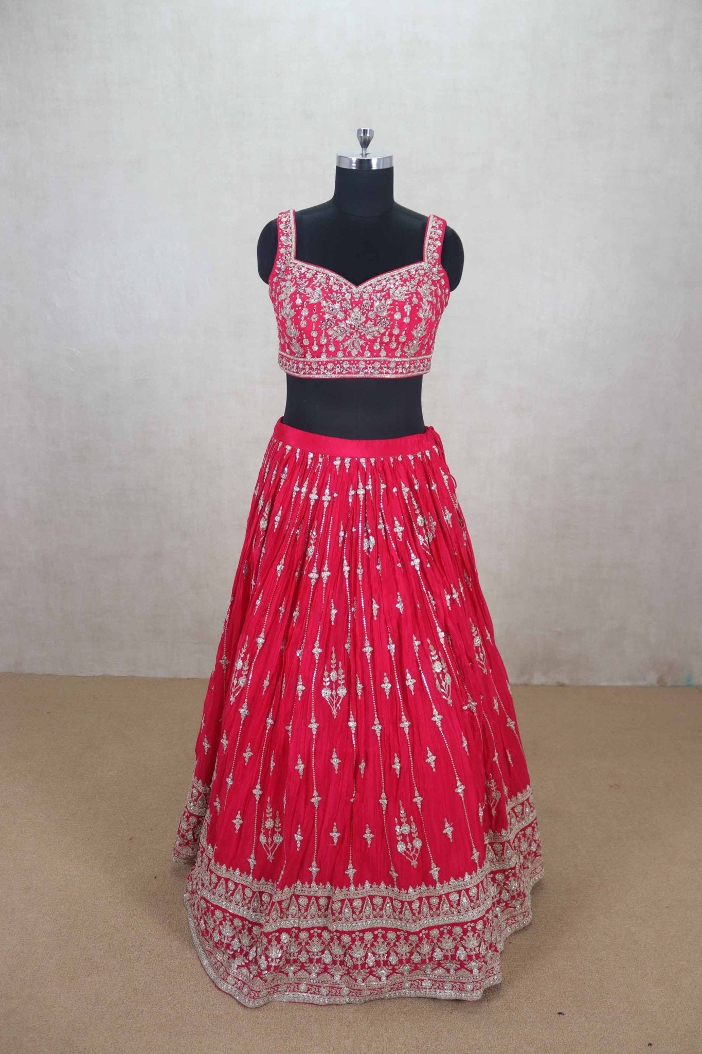 Gorgeous Red Embroidered Lehenga Choli with Dupatta - Mangaldeep NX
