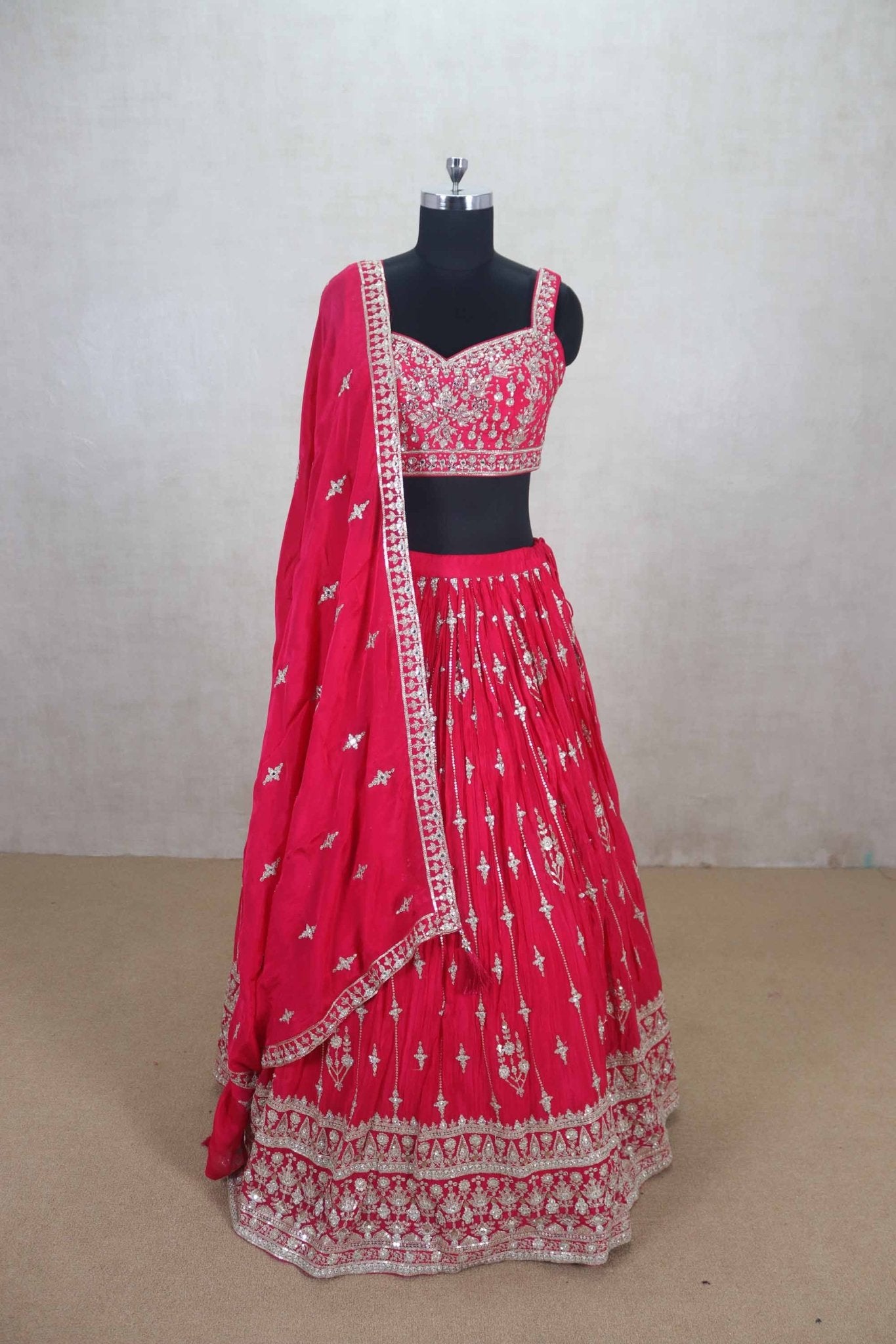 Gorgeous Red Embroidered Lehenga Choli with Dupatta - Mangaldeep NX