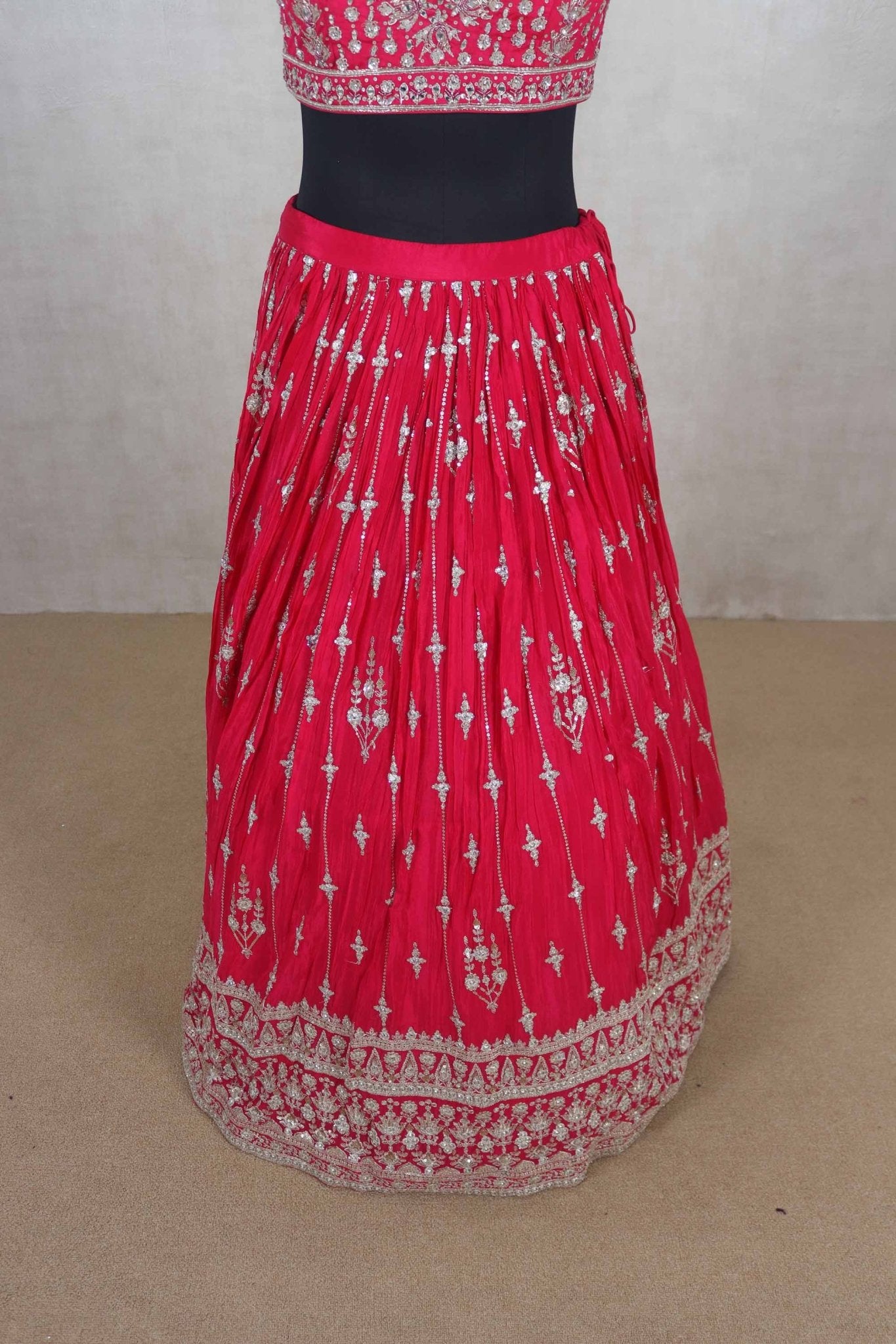 Gorgeous Red Embroidered Lehenga Choli with Dupatta - Mangaldeep NX