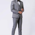 Graceful Men's Grey 3 - Piece Party Wear Tuxedo Suit with Bow Tie - Mangaldeep NX