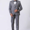 Graceful Men's Grey 3 - Piece Party Wear Tuxedo Suit with Bow Tie - Mangaldeep NX