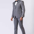 Graceful Men's Grey 3 - Piece Party Wear Tuxedo Suit with Bow Tie - Mangaldeep NX