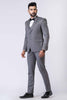 Graceful Men's Grey 3 - Piece Party Wear Tuxedo Suit with Bow Tie - Mangaldeep NX