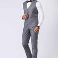Graceful Men's Grey 3 - Piece Party Wear Tuxedo Suit with Bow Tie - Mangaldeep NX