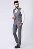 Graceful Men's Grey 3 - Piece Party Wear Tuxedo Suit with Bow Tie - Mangaldeep NX