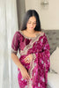 Graceful Purple Floral Georgette Saree with Embroidered Lace Border - Mangaldeep NX
