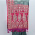 Green and Pink Banarasi Silk Saree with Zari Weaving - Mangaldeep NX