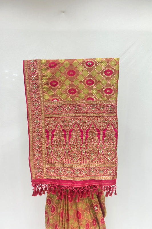 Green and Red Banarasi Silk Saree - Mangaldeep NX
