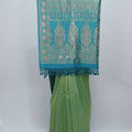 Green and Teal Banarasi Silk Saree with Zari Pallu - Mangaldeep NX