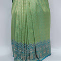 Green and Teal Banarasi Silk Saree with Zari Pallu - Mangaldeep NX