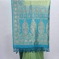 Green and Teal Banarasi Silk Saree with Zari Pallu - Mangaldeep NX
