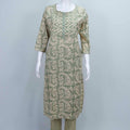 Green Printed Cotton Kurta Set with Chevron Pants and Dupatta for Women - Mangaldeep NX