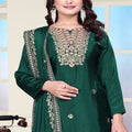 Green Sequins Embroidered Straight Cut Suit with Dupatta - Mangaldeep NX