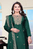 Green Sequins Embroidered Straight Cut Suit with Dupatta - Mangaldeep NX