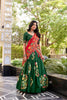 Green Tussar Silk Lehenga Choli with Digital Print and Embroidery for Ceremonies - Mangaldeep NX