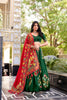 Green Tussar Silk Lehenga Choli with Digital Print and Embroidery for Ceremonies - Mangaldeep NX