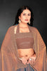 Grey Sequin Embellished Party Wear Fandy Silk Saree with Golden Scallop Border - Mangaldeep NX