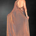 Grey Sequin Embellished Party Wear Fandy Silk Saree with Golden Scallop Border - Mangaldeep NX