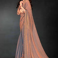Grey Sequin Embellished Party Wear Fandy Silk Saree with Golden Scallop Border - Mangaldeep NX