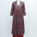 Handcrafted Maroon Ajrakh Print Cotton Suit Set with Dupatta - Mangaldeep NX
