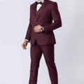 Handsome Party Wear Tuxedo Suit in Wine for Men - Mangaldeep NX