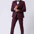 Handsome Party Wear Tuxedo Suit in Wine for Men - Mangaldeep NX