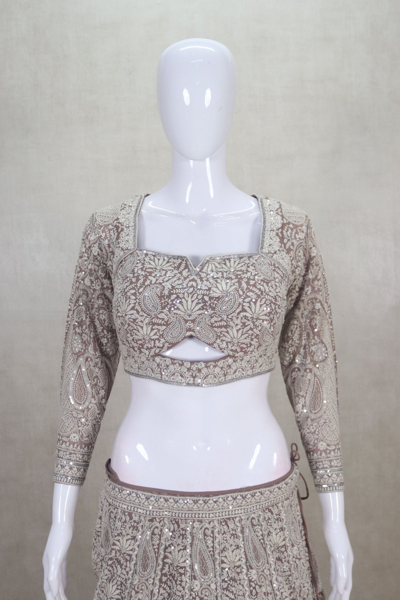 Heavy Embroidered Wedding Lehenga with Mirror Work - Mangaldeep NX